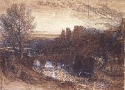 Samuel Palmer A Towered City or The Haunted Stream oil